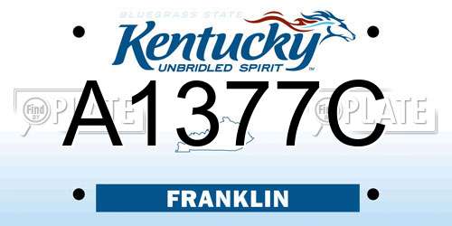 A1377C Kentucky License Plate