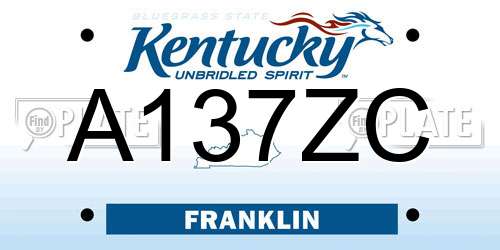A137ZC Kentucky License Plate