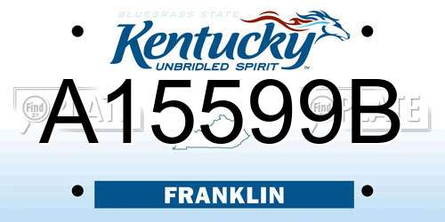 A15599B Kentucky License Plate