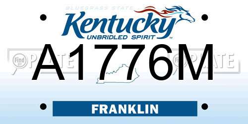 A1776M Kentucky License Plate