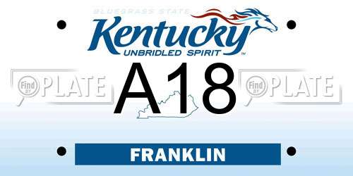 A18 Kentucky License Plate