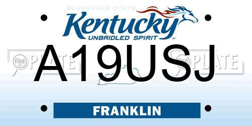 A19USJ Kentucky License Plate