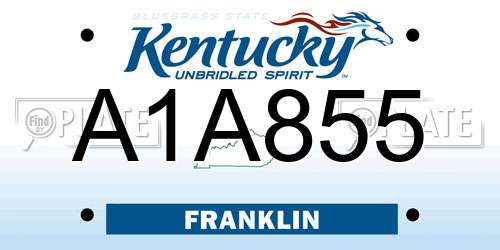 A1A855 Kentucky License Plate