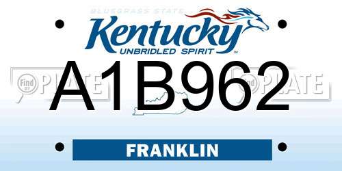 A1B962 Kentucky License Plate