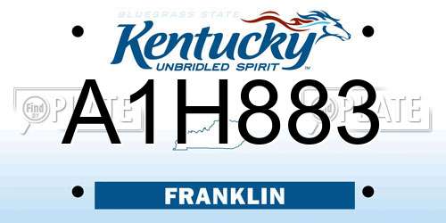 A1H883 Kentucky License Plate