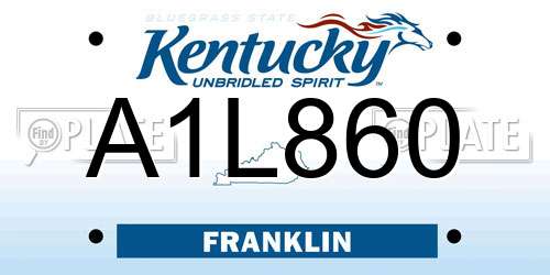 A1L860 Kentucky License Plate