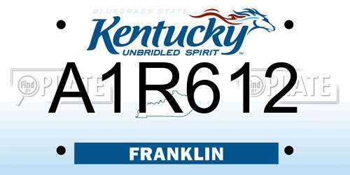 A1R612 Kentucky License Plate
