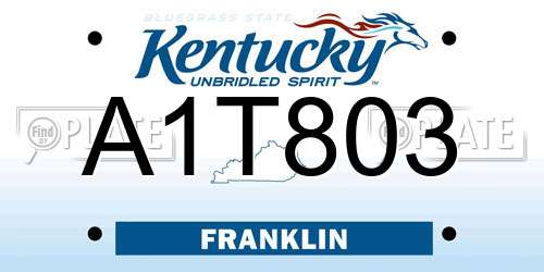 A1T803 Kentucky License Plate