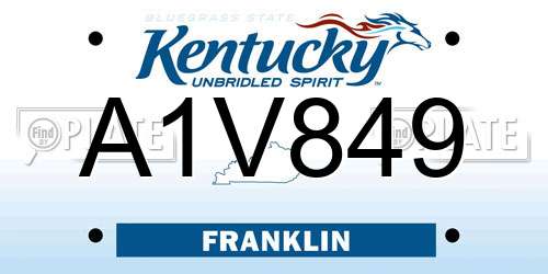 A1V849 Kentucky License Plate