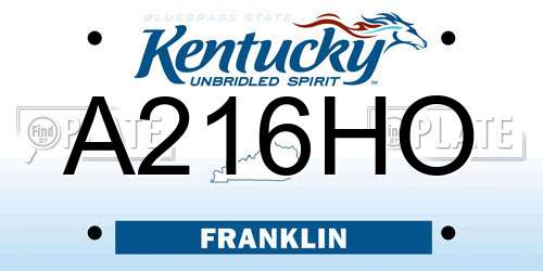 A216HO Kentucky License Plate