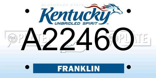 A2246O Kentucky License Plate