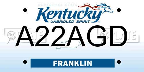 A22AGD Kentucky License Plate