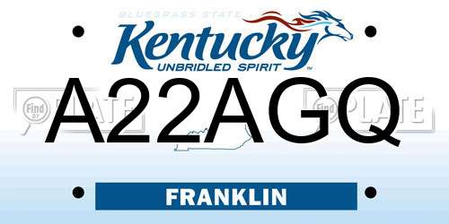 A22AGQ Kentucky License Plate