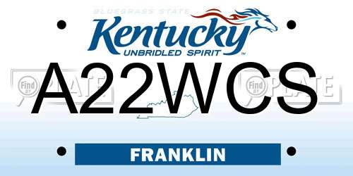 A22WCS Kentucky License Plate