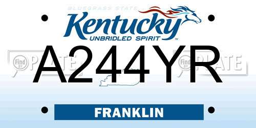 A244YR Kentucky License Plate