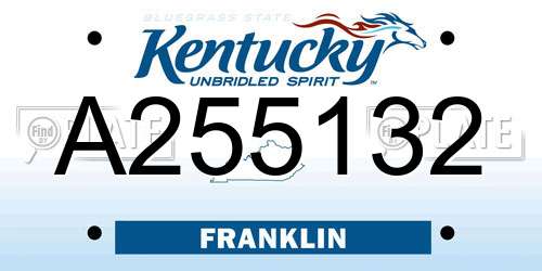 A255132 Kentucky License Plate