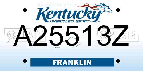 A25513Z Kentucky License Plate