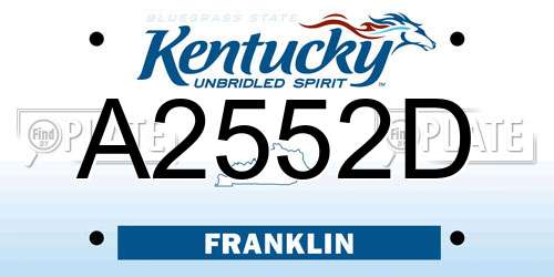 A2552D Kentucky License Plate