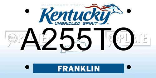 A255TO Kentucky License Plate