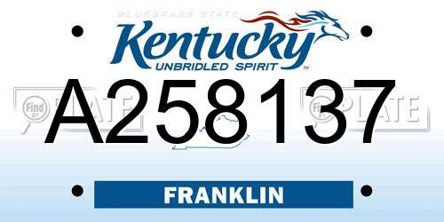 A258137 Kentucky License Plate