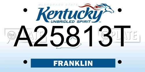 A25813T Kentucky License Plate