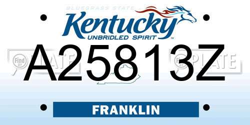 A25813Z Kentucky License Plate