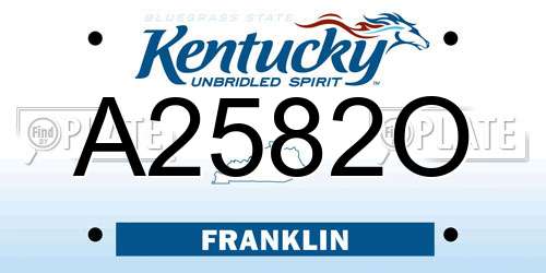 A2582O Kentucky License Plate