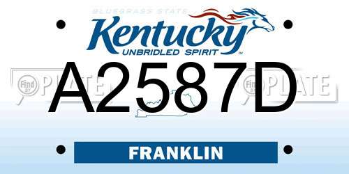 A2587D Kentucky License Plate