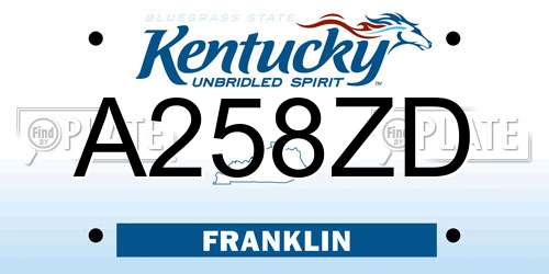 A258ZD Kentucky License Plate
