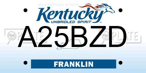 A25BZD Kentucky License Plate