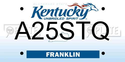 A25STQ Kentucky License Plate