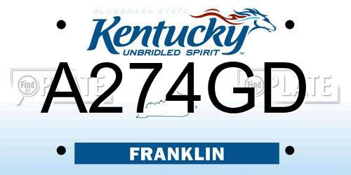 A274GD Kentucky License Plate