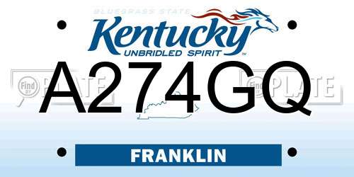 A274GQ Kentucky License Plate