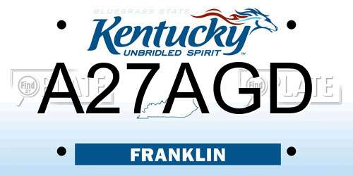 A27AGD Kentucky License Plate