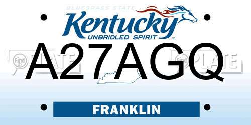 A27AGQ Kentucky License Plate