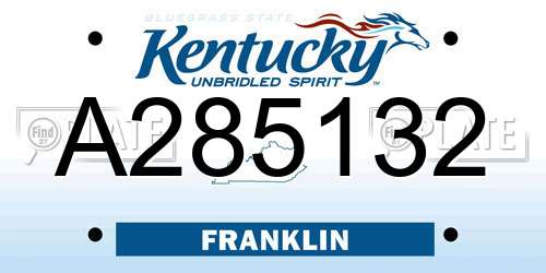 A285132 Kentucky License Plate