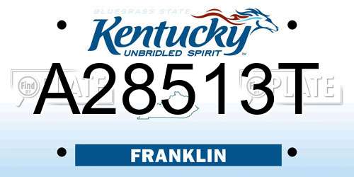 A28513T Kentucky License Plate