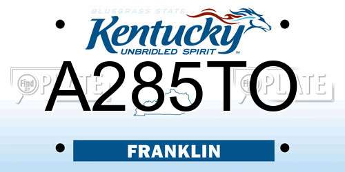 A285TO Kentucky License Plate