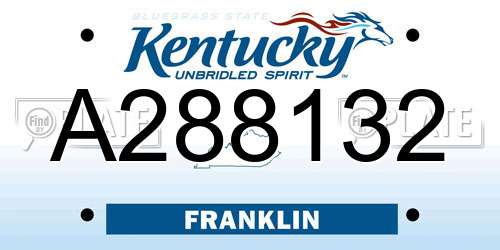 A288132 Kentucky License Plate
