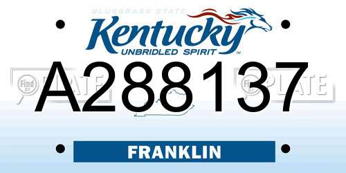 A288137 Kentucky License Plate