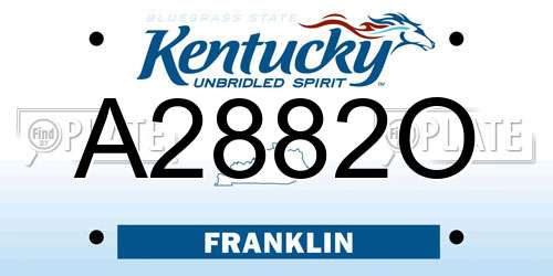 A2882O Kentucky License Plate