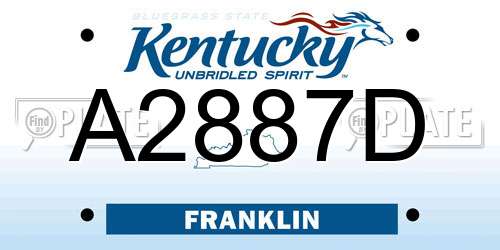 A2887D Kentucky License Plate