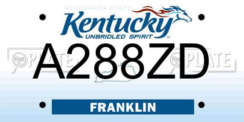 A288ZD Kentucky License Plate