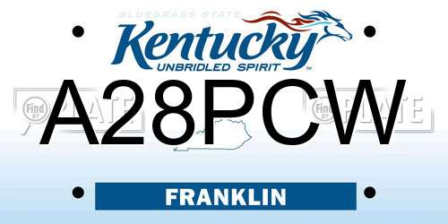 A28PCW Kentucky License Plate