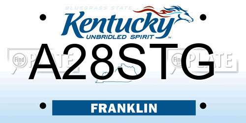 A28STG Kentucky License Plate