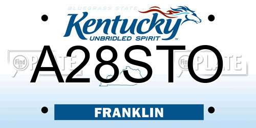A28STO Kentucky License Plate