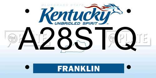 A28STQ Kentucky License Plate