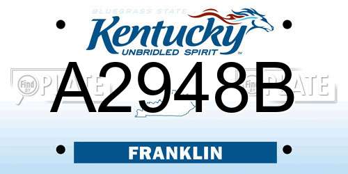 A2948B Kentucky License Plate