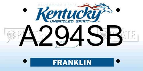 A294SB Kentucky License Plate