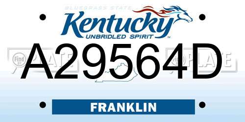 A29564D Kentucky License Plate